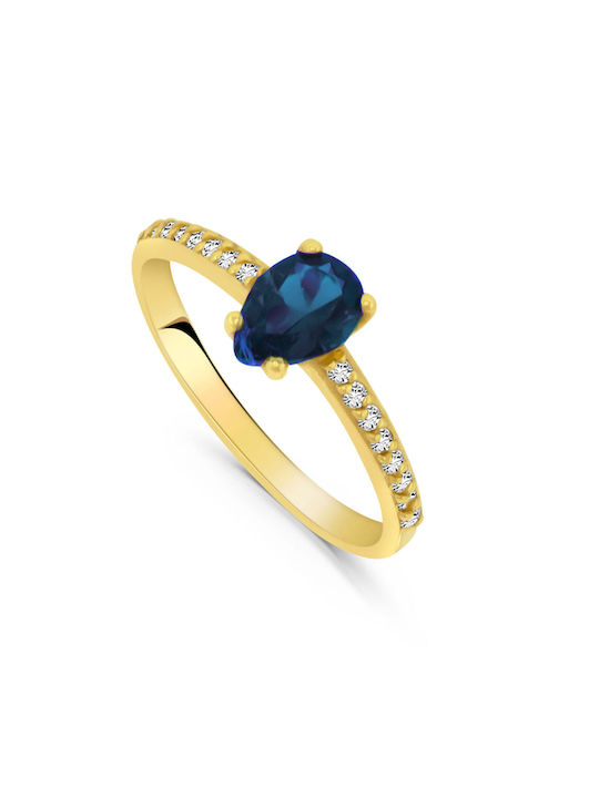 Antwnakakis Women's Gold Ring with Zircon 9K