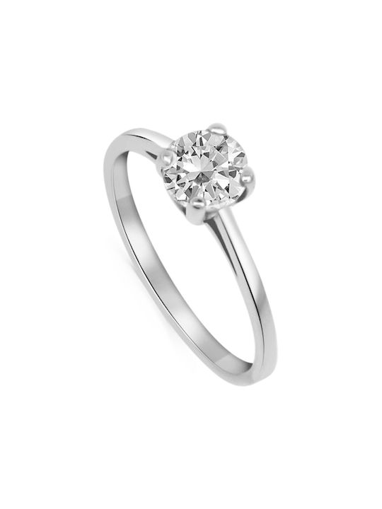 Antwnakakis Single Stone from White Gold 14K