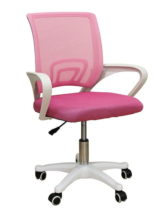 Καρέκλα Γραφείου με Μπράτσα A1850 Λευκό/Ροζ Zita Plus