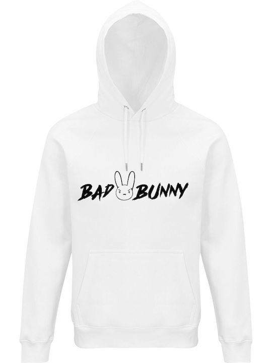 Bad Bunny Fan Logo Φούτερ με Κουκούλα Λευκό