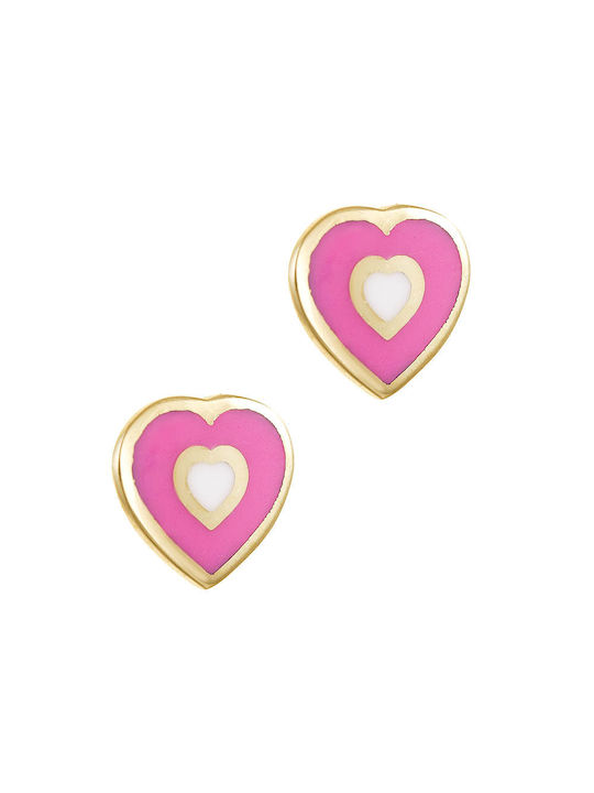 Papoulidis Jewellery Kids Earrings Studs Hearts made of Gold 9K