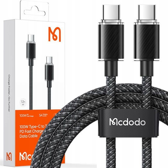 Mcdodo Braided USB 2.0 Cable USB-C male - USB-C 100W PD Μαύρο 1m CA-3670