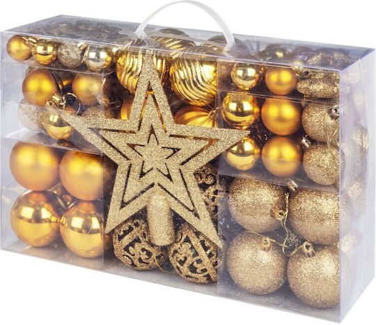 Set 101 Kunststoff Goldfarbene Kugel Ornament