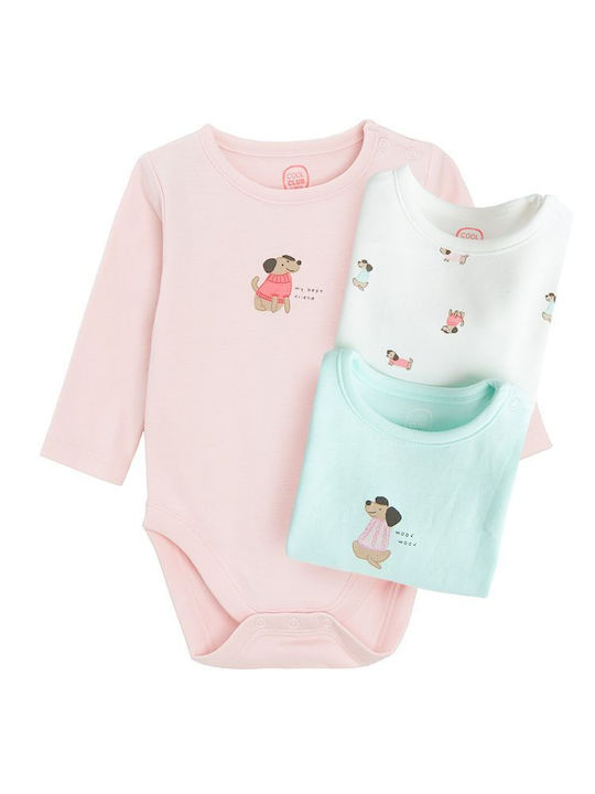 Cool Club Baby Underwear Bodysuit Set Long-Sleeved pink, white, light blue