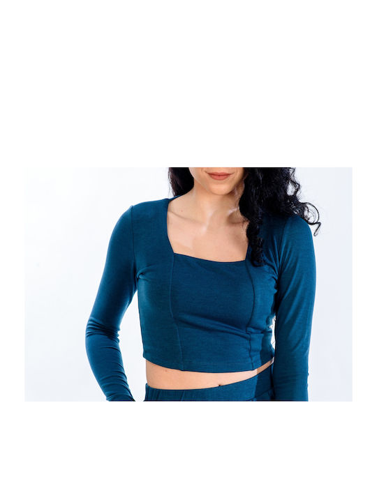 Sharks Bay Clothing pentru Femei Crop Top cu Mâneci Lungi Emerald