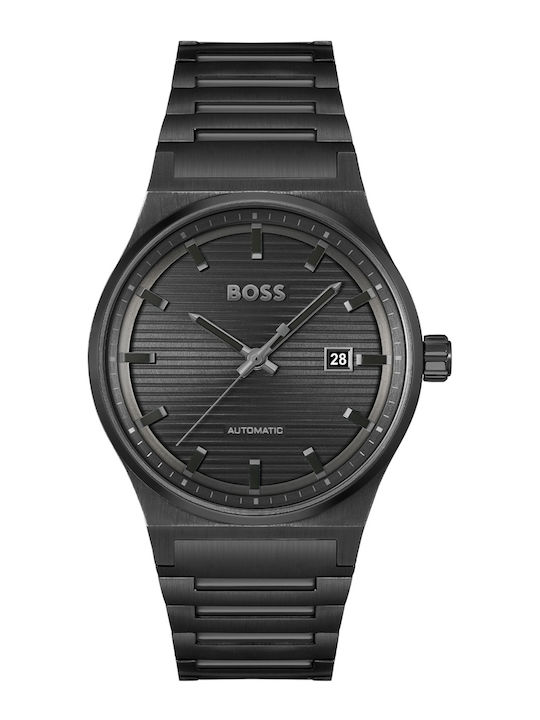Boss Candor Γυναικείο Ρολόι 41mm Χρονογράφος Αυτόματο με Μαύρο Μεταλλικό Μπρασελέ