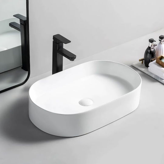 Rea Aufgesetztes Waschbecken Porzellan 61x38.5x12cm White