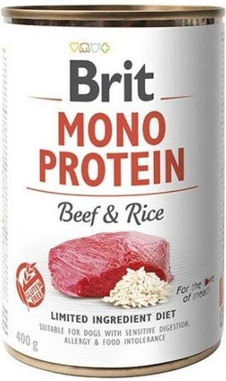 Brit Mono Protein Wet Dog Food in Can with Beef Gluten Free 400gr