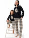 Arnetta Kinder Schlafanzug Winterlich Fleece Marineblau