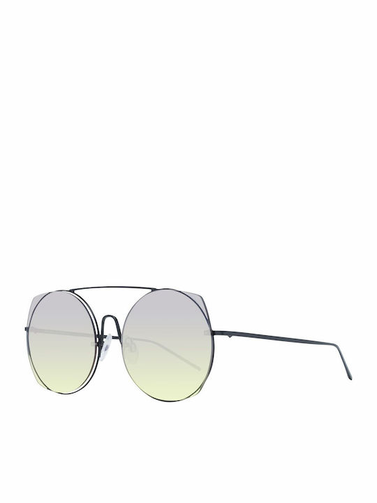 Ana Hickmann Women's Sunglasses with Black Metal Frame and Yellow Lens HI3067 09A