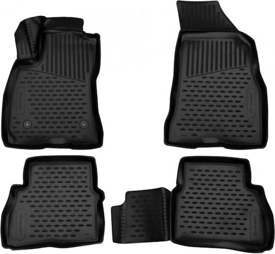 Novline Set of Front and Rear Mats 4pcs Tray Type for Fiat Doblo Van 2010+ Black