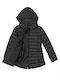 Women's Short Puffer Jacket for Winter with Hood Black