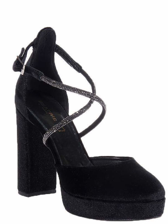 Beatris Black Heels with Strap