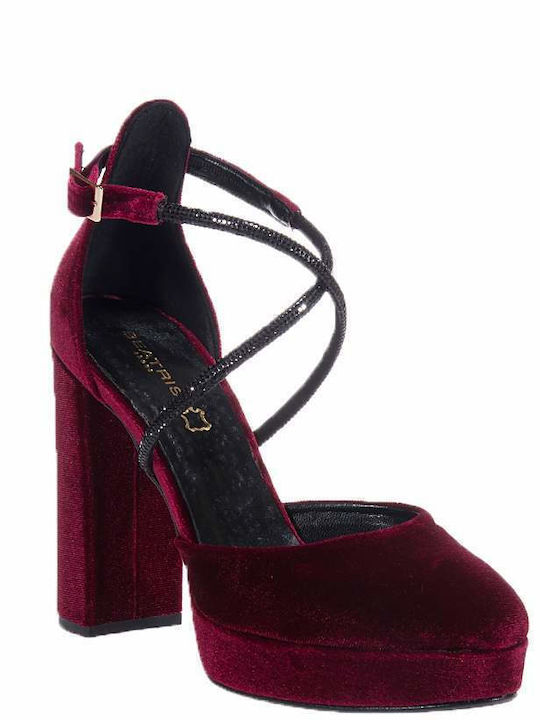 Beatris Pumps mit Riemchen Burgundisch