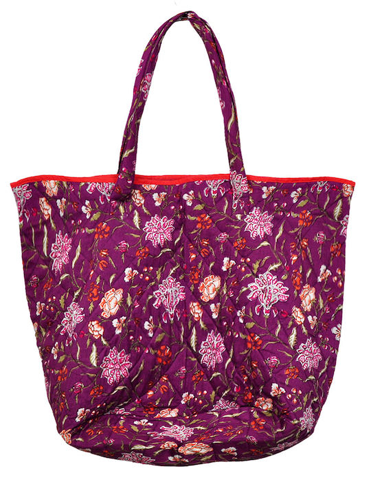 Brims and Trims Fabric Beach Bag Floral Purple