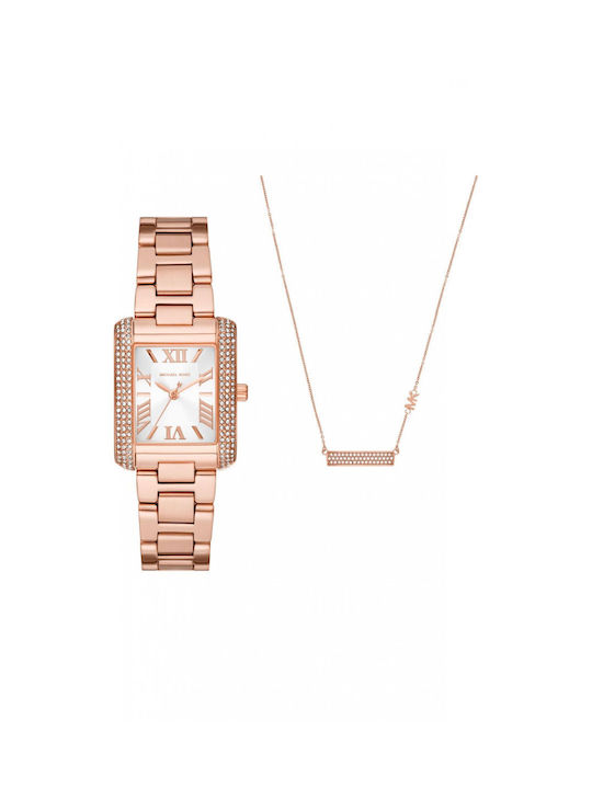 Michael Kors Emery Set Watch with Pink Gold Metal Bracelet