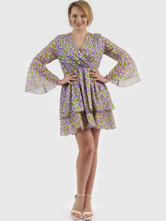 BelleFille Rochie Mini Cu Volane Lila
