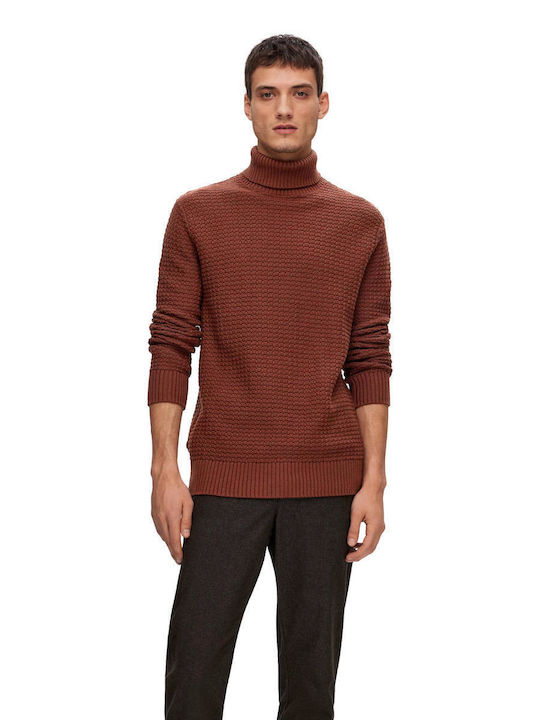 Selected Men's Long Sleeve Sweater Turtleneck BORDO