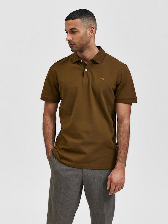 Selected Herren Kurzarmshirt Polo Khaki