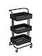 Sidirela Soni Kitchen Trolley Metallic 3-Tier Black 42x39x86cm