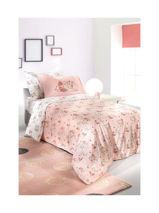 Saint Clair Σετ Σεντόνια Μονά Βαμβακερά Piggy Ροζ 160x260cm 3τμχ