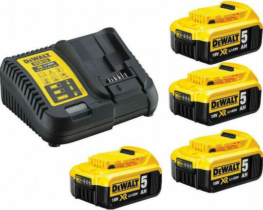 Dewalt Set 4 Tool Batteries 18V Capacity 5Ah with Charger