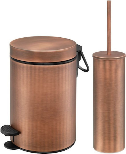 Sanco Inox Toilet Brush and Basket Set Soft Close 3lt Copper