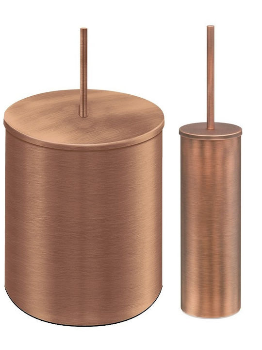 Sanco Inox Set coș de gunoi și perie pentru baie 5lt Copper
