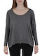 Women's Blouse Cotton Long Sleeve with Hood Dark Gray
