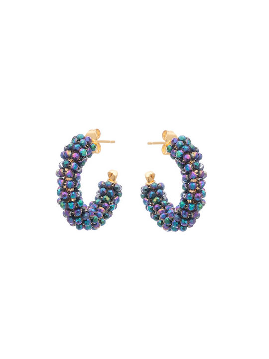 LifeLikes Earrings Hoops Gold Plated with Stones