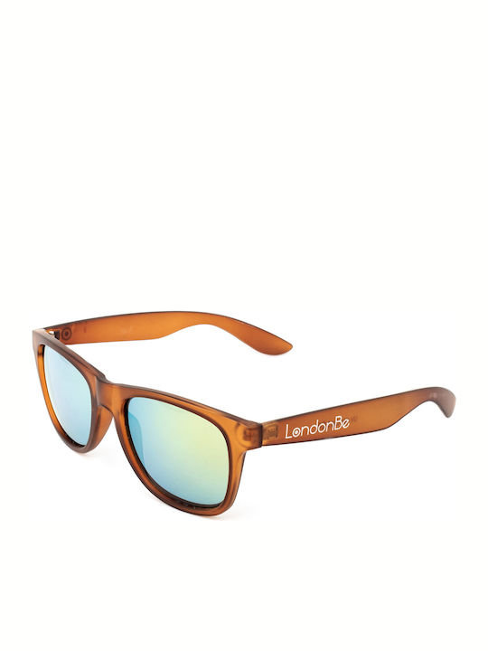 LondonBe Unisex Sonnenbrille mit Braun Kunststoff Gestell und Grün Spiegel Linse LB799285111288