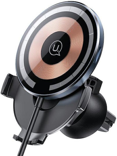 Usams Car Mobile Mount with Magnet and Wireless Charging Black