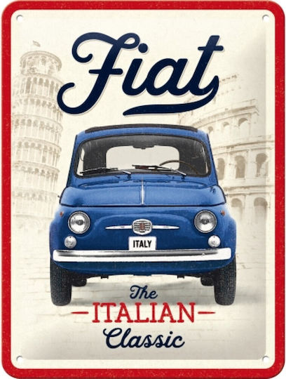 Nostalgic Art 3D Wall Decor Sign Fiat 500 The Italian Classic Handmade Made of Metal 20x15cm