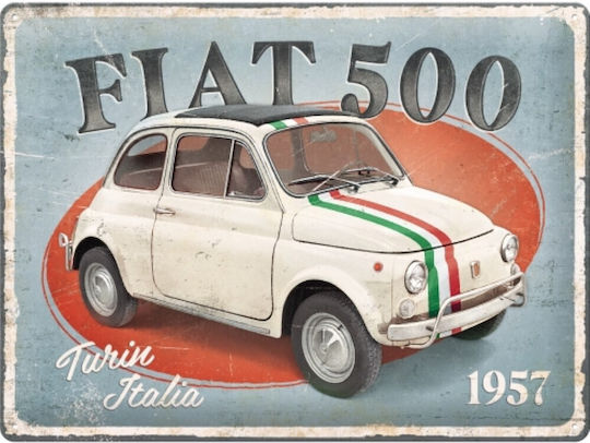 Nostalgic Art 3D Schild Fiat 500 - Turin Italia 40x30cm