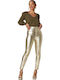 High Waist Women's Jean Trousers in Slim Fit Gold