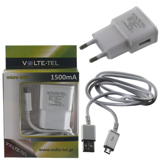 Volte-Tel Ladegerät und Kabel Micro-USB Weißs (Vtu15)