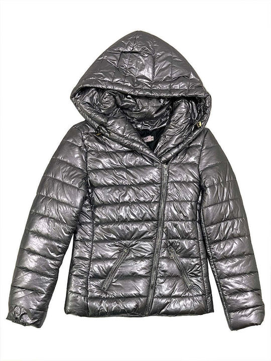 Ustyle Women's Short Puffer Jacket for Winter with Detachable Hood ASHMI