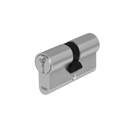 Yale Lock Cylinder Security 75mm (30-45) with 3 Keys Silver