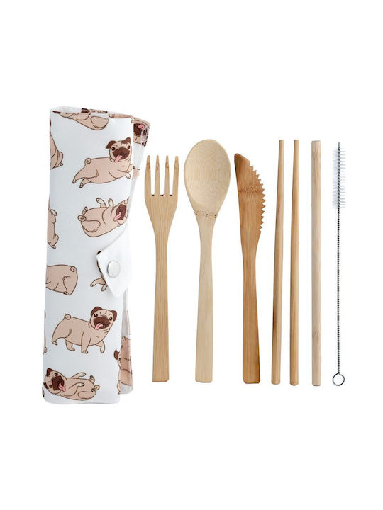 Puckator Mopps Pug Cutlery Set Stainless Brown 6pcs
