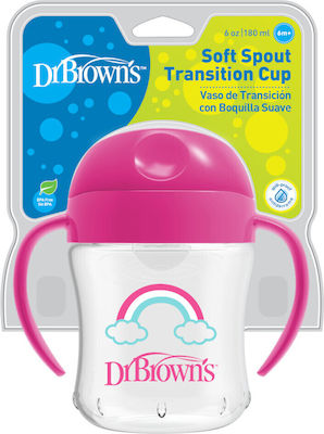 Dr. Brown's Educational Sippy Cup Plastic with Handles Pink Rainbow for 6m+m+ 180ml