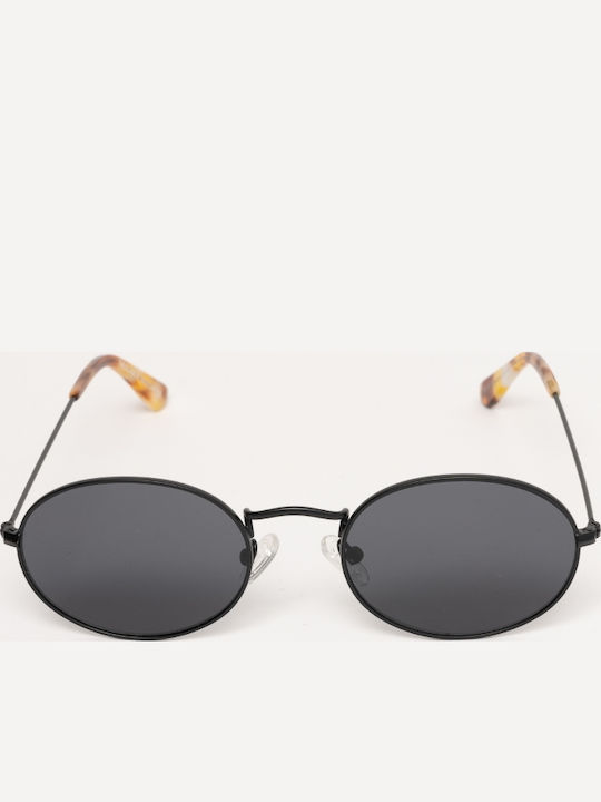 The Glass of Brixton Piccolo Unisex Sunglasses with Black Metal Frame and Black Lens