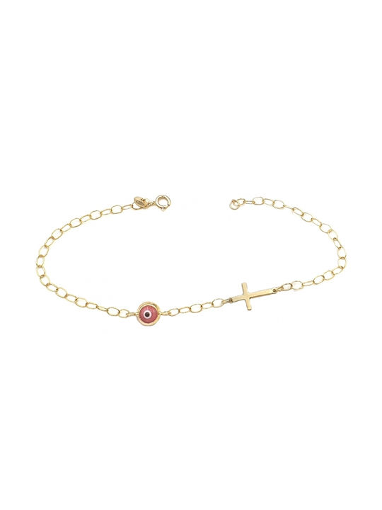 Nakos Jewellery & Watches Kids Gold Bracelet 9K with Evil Eye for Girl