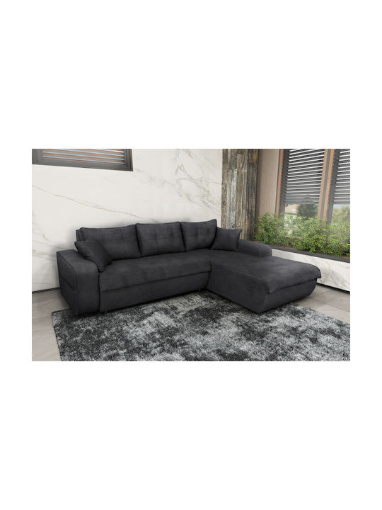 Virginia Corner Couch Bed with Right Corner & Storage Space Gray 246x190cm