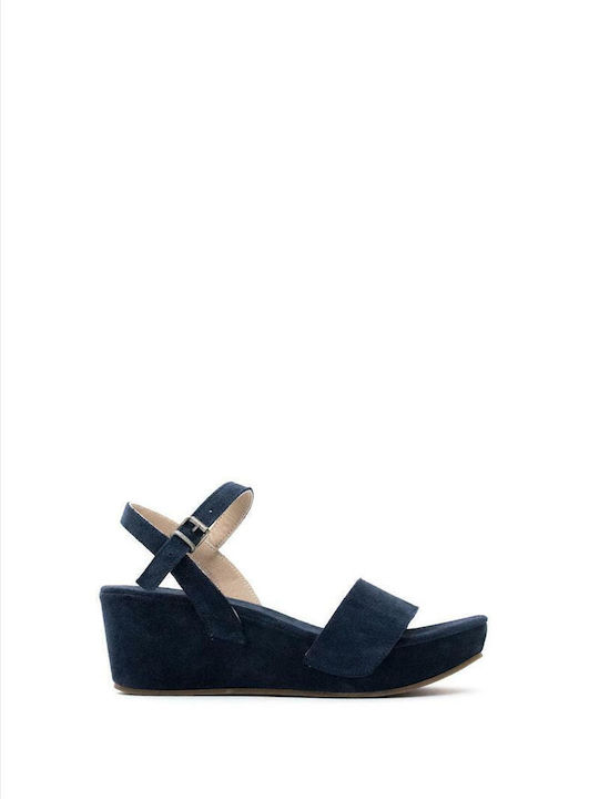 Khrio Women's Leather Platform Shoes Blue