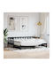 Καναπές Κρεβάτι Μονό από Μασίφ Ξύλο Μαύρος με Τάβλες για Στρώμα 90x200cm