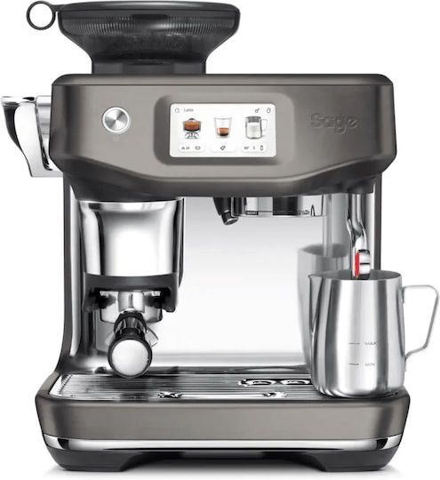Sage Barista Touch Impress Automatic Espresso Coffee Machine 1700W Pressure 15bar for Cappuccino with Grinder Black Stainless Steel SES881BST