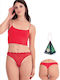 Damen Slip mit Spitze Red