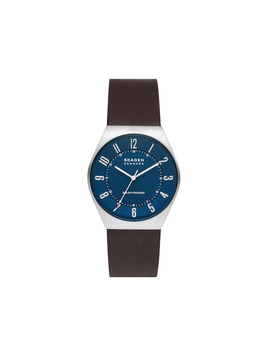 Skagen Grenen Uhr Solar mit Braun Lederarmband