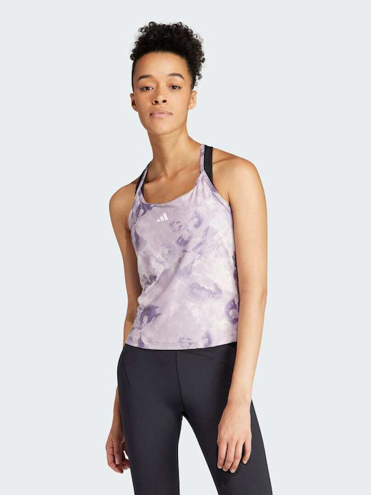 Adidas Essentials Aop Women's Athletic Blouse Sleeveless Purple