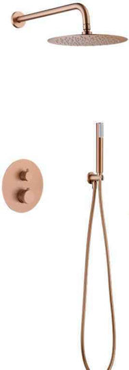 Imex 13459 Set Mischer & Duschkopf für Wandmontage für Dusche 2 Ausgänge Rose Gold